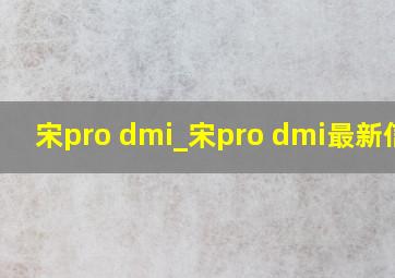 宋pro dmi_宋pro dmi最新信息